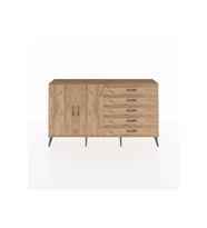 Arges Konsol 4 Raflı 5 Çekmeceli 2 Kapaklı 176x30x99 Çam-Çam