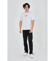 Erkek Baskılı T-Shirt Kısa Kol Bisiklet Yaka Regular Fit Rahat Kalıp Günlük Tişört - Beyaz