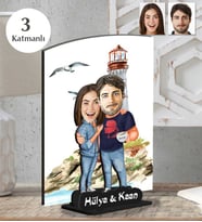 Kişiye Özel 3 Katmanlı  Yılbaşı Sevgili Ahşap Biblo-6