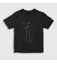 Presmono Unisex Çocuk Siyah Rainbow Pilot Airplane Uçak T-Shirt 410799tt