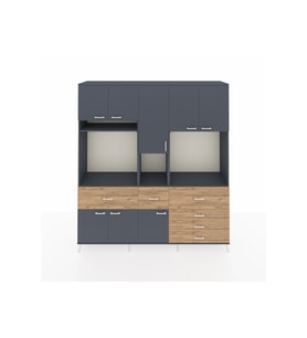 Hyperion Dolap 10 Raflı 6 Çekmeceli 8 Kapaklı 220x44x243 Antrasit-Antrasit/Çam