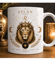 Aslan Burcu Temalı Kupa Bardak – Astroloji ve Burç Tasarımlı Seramik Kupa