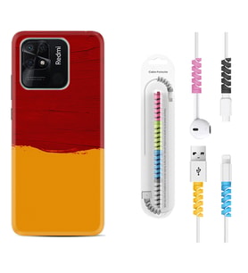 Xiaomi Poco X3 Pro M4 Pro X4 Pro C40 10C Kılıf Kablo Koruma Spiral Silikon Sarı Kırmızı Boya 1708
