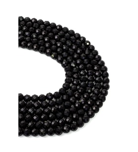 6 MM Faset Kesim Siyah Akik Taşı Dizi