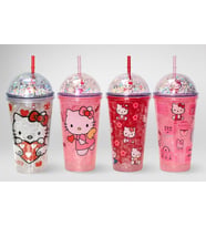 Sevimli Hello Kitty Işıklı Pipetli Boncuklu Suluk & Bardak 400 Ml Alk3145