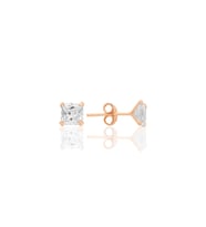 Gümüş zirkon taşlı,rose,kare (Prenses) kesim 5 mm tektaş küpe SGTL12743ROSE