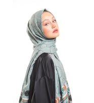Geometrik Desen Pavia Seri Şal Eşarp Askısı ile Birlikte 75x200 cm Mint Yeşil-75