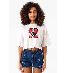 Be Mine Michael Myer Beyaz Kırçıllı Kadın Crop Tshirt