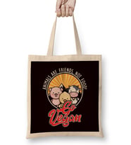 Animal Rights Friends Food Meatless Vegan Vegetarian Veggie Bez Çanta Uzun Saplı