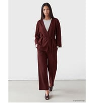 LCW Modest Mürdüm Beli Lastikli %100 Pamuklu Kadın Pantolon