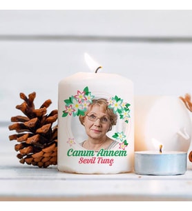 Nur Yüzlü Annem Fotoğraflı Mum