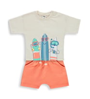 Civil Baby Sörf Tahtası Baskılı 6-18 Ay Takım - Bej
