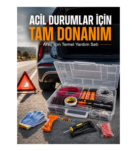 Mey İthalat® 27 Parça Profesyonel Oto Acil Durum ve Araç Yardım Ekipman Seti Taşıma Kutulu