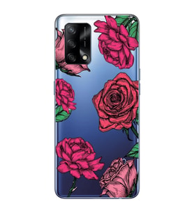 Oppo A74 Uyumlu Gül Desenli Şeffaf Telefon Kılıfı