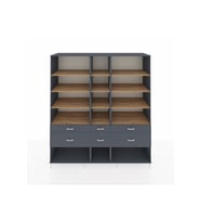 Kronos Dolap 12 Raflı 6 Çekmeceli  220x59x243 Antrasit-Çam/Antrasit