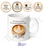 Latte Art Temalı Baskılı Kupa Bardak Kahve Severlere Özel Tasarım Hediye