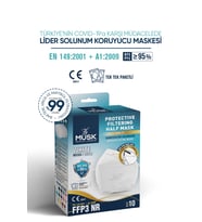 Musk FFP3 Maske N99 Beyaz Renk 10 Adet