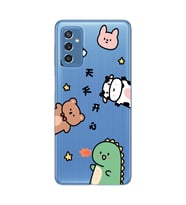 Samsung Galaxy M52 Uyumlu Sevimli Hayvanlar Desenli Şeffaf Telefon Kılıfı