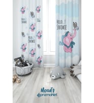Pembe Fil Desenli Baskılı Çocuk ve Bebek Odası Fon Perdesi 2 Kanat - PRD-24