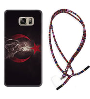 Samsung S7 Edge S20 Fe Plus Ultra S21 S22 Kılıf Boyun Asklı Rasta Silikon Kurt ve Ay Yıldız 1403