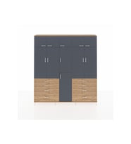 Arges Dolap 8 Raflı 8 Çekmeceli 3 Askılı 220x30x243 Çam-Antrasit/Çam