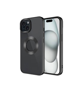 Apple iPhone 15 Plus Uyumlu Kılıf Tek Kamera Çerçeveli Logo Gösteren Zore Omega Kapak (Siyah)