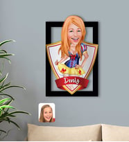 BK Gift Kişiye Özel İsimli Kadın Karikatürlü 3D Ahşap Tablo