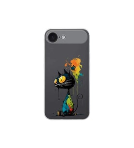 iPhone 17 Air ile Uyumlu Splash Kedi Tasarımlı Şeffaf Silikon Kılıf