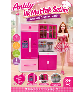 Anlily İlk Mutfak Setim ve 30 cm Aksesuarlı Oyuncak Bebek - Kız Çocuk Evcilik Oyuncakları