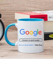 Kişiye Özel Google Tasarım Esprili Mavi Kupa Bardak