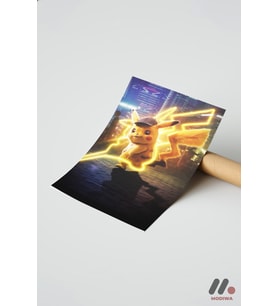 Pokemon Pikachu Neon Poster, Çerçevesiz Yüksek Kalite Duvar Afişi - Anime Severlere