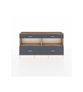 Arges Konsol 2 Raflı 4 Çekmeceli  176x30x99 Çam-Çam/Antrasit