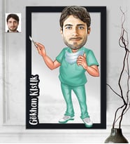 Kişiye Özel 3D  Ahşap Tablo Cerrah Doktor Erkek 30x40 -2