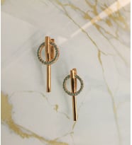 Mavi Zirkon Taşlı Gold Halka Küpe