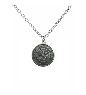Viking Pusula Madalyon Unisex Kolye – Yol Gösterici ve Güç Sembolü (Gümüş)