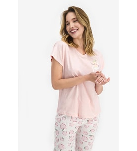 Pierre Cardin 7688 Battal Kadın Positive Somon Kısa Kol Pijama Takımı