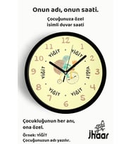 İsme Özel Bisiklet Süren Kaplumbağa Çocuk Odası Duvar Saati Orta Boy 30 cm Siyah Camlı Sessiz