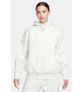Nike Sportswear Collection Sherpa Oversize Hoodie Kadın Kapüşonlu Şerpa Peluş Sweatshirt Taş