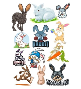 Tavşan Sticker Set-1 12 Parça Telefon, Tablet, Defter, Laptop Sticker
