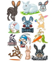 Tavşan Sticker Set-1 12 Parça Telefon, Tablet, Defter, Laptop Sticker