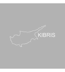 Kıbrıs Harita Araba Sticker siyah 17x10 CM (Beyaz)