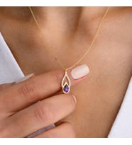Ametist Model Damla Kesim Zarif Pırlanta Kolye