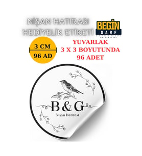 3 CM 4 CM 5 CM 6 CM NİŞAN HATIRASI ETİKETİ KENDİNDEN YAPIŞKANLI KİŞİYE ÖZEL YUVARLAK 024