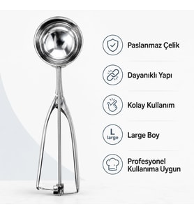 Paslanmaz Çelik Dondurma Kaşığı – Mekanizmalı Dondurma Kepçesi ve Porsiyonlayıcı (SMALL)