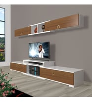 Decoraktiv Flex 5 Mdf Gold Tv Ünitesi Tv Sehpası - Beyaz Ceviz (Beyaz - Ceviz)