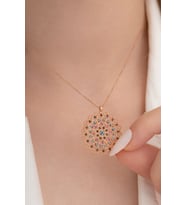 Kadın Rose Mix Taşlı Rose Yaşam Çiçeği Model 5 Gümüş Kolye