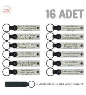 40 Uçurma Mevlüdü İçin Üzerine İsim Yazılabilen 16'lı, Anı Anahtarlık Set, Beyaz & Lacivert