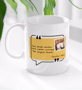 BK Gift Kişiye Özel El Yazı Mesajlı Fotoğraflı Hediye Beyaz Kupa Bardak-5