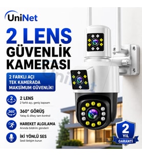 Uninet 5mp Çift Kameralı Wifi Ptz Güvenlik Kamerası – 355° Döner, Lazer Flash Led, Insan Takibi ve Gece Görüşü