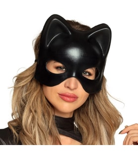 pilelistore Siyah Deri Görünümlü Kedi Maskesi – Cosplay & Maskeli Balo